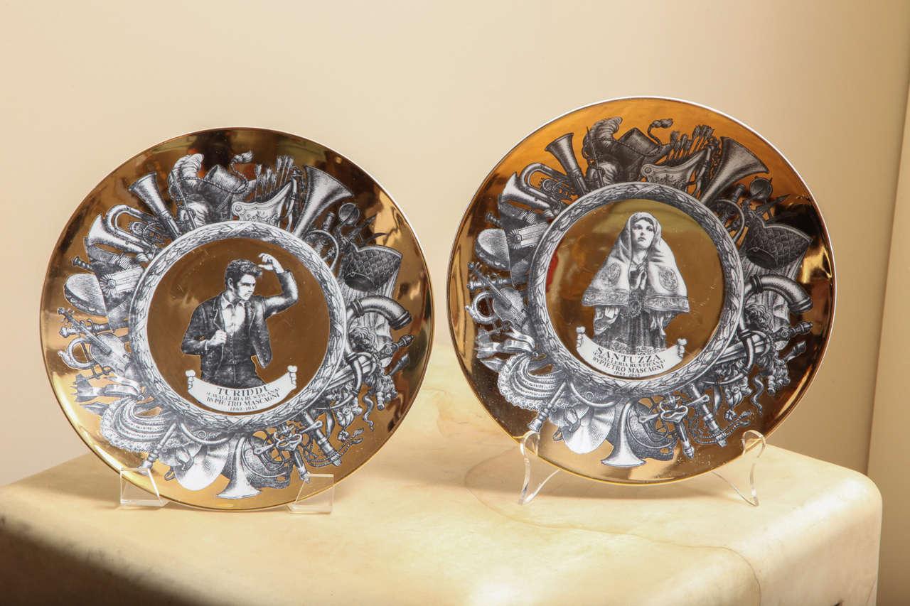 Revival Set of 12 Fornesetti Plates from the Melodramma Series