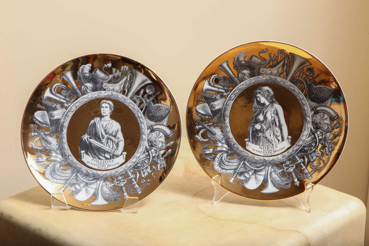 Italian Set of 12 Fornesetti Plates from the Melodramma Series
