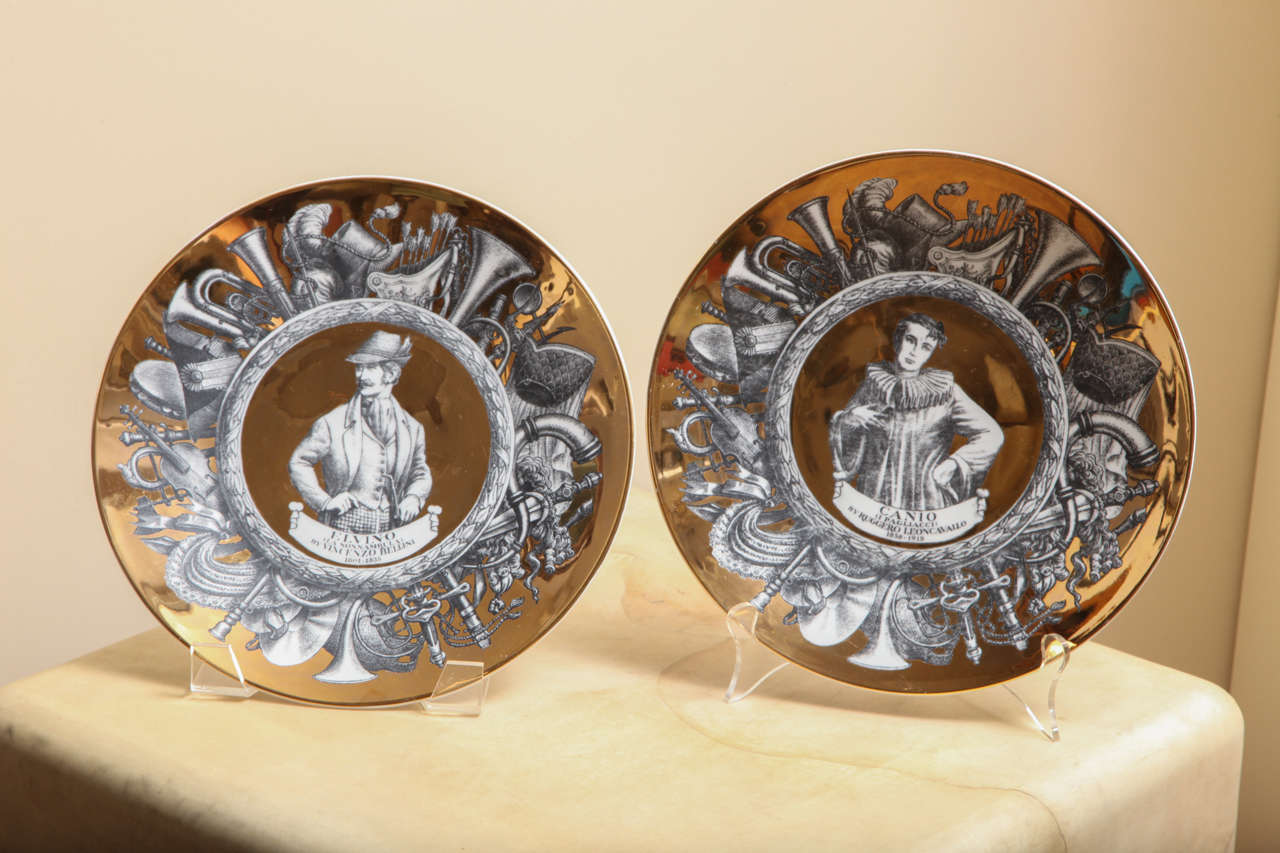 Mid-20th Century Set of 12 Fornesetti Plates from the Melodramma Series