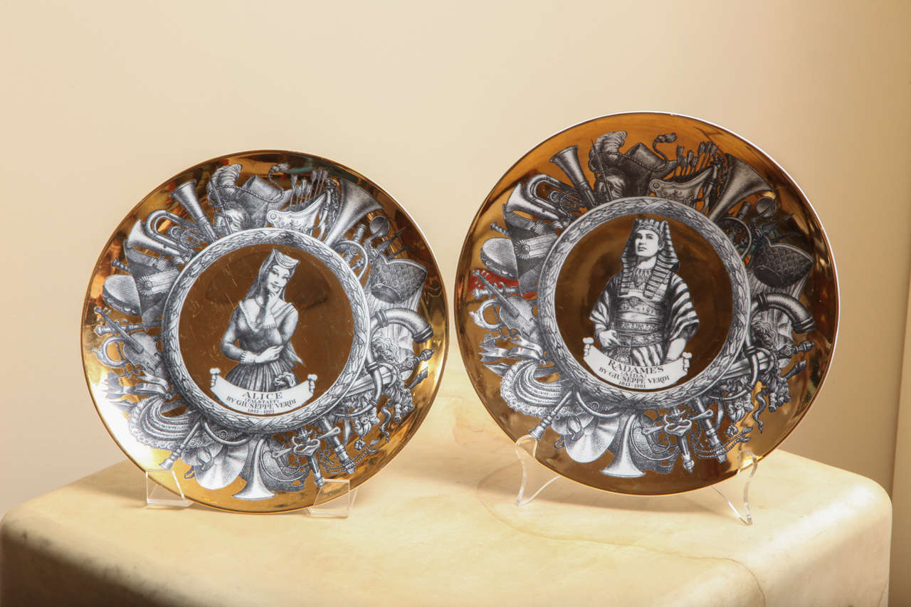 Set of 12 Fornesetti Plates from the Melodramma Series 1