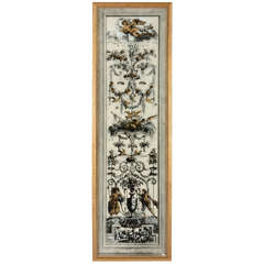 Antique French Eglomise Panel on Glass