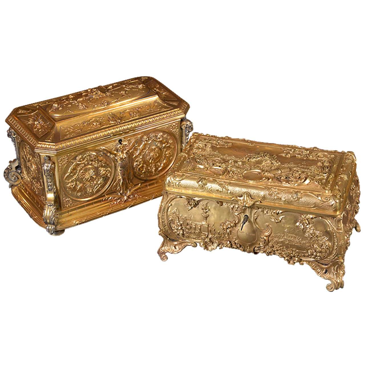 19th C Bronze Dore Boxes