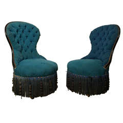 Rare Napoleon III 's pair of fireside chairs.
