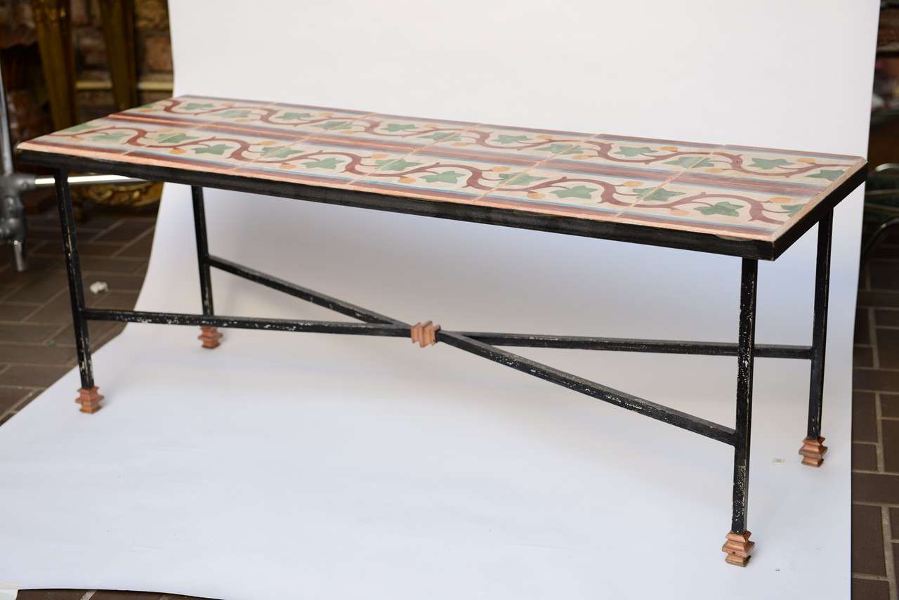 American Old Tile Coffee Table or Bench 