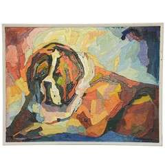 Large San Bernard Dog Painting