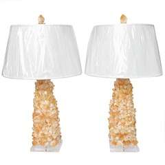 Stunning pair of rock crystal table lamps