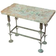Brass And Sand Stone Side Table