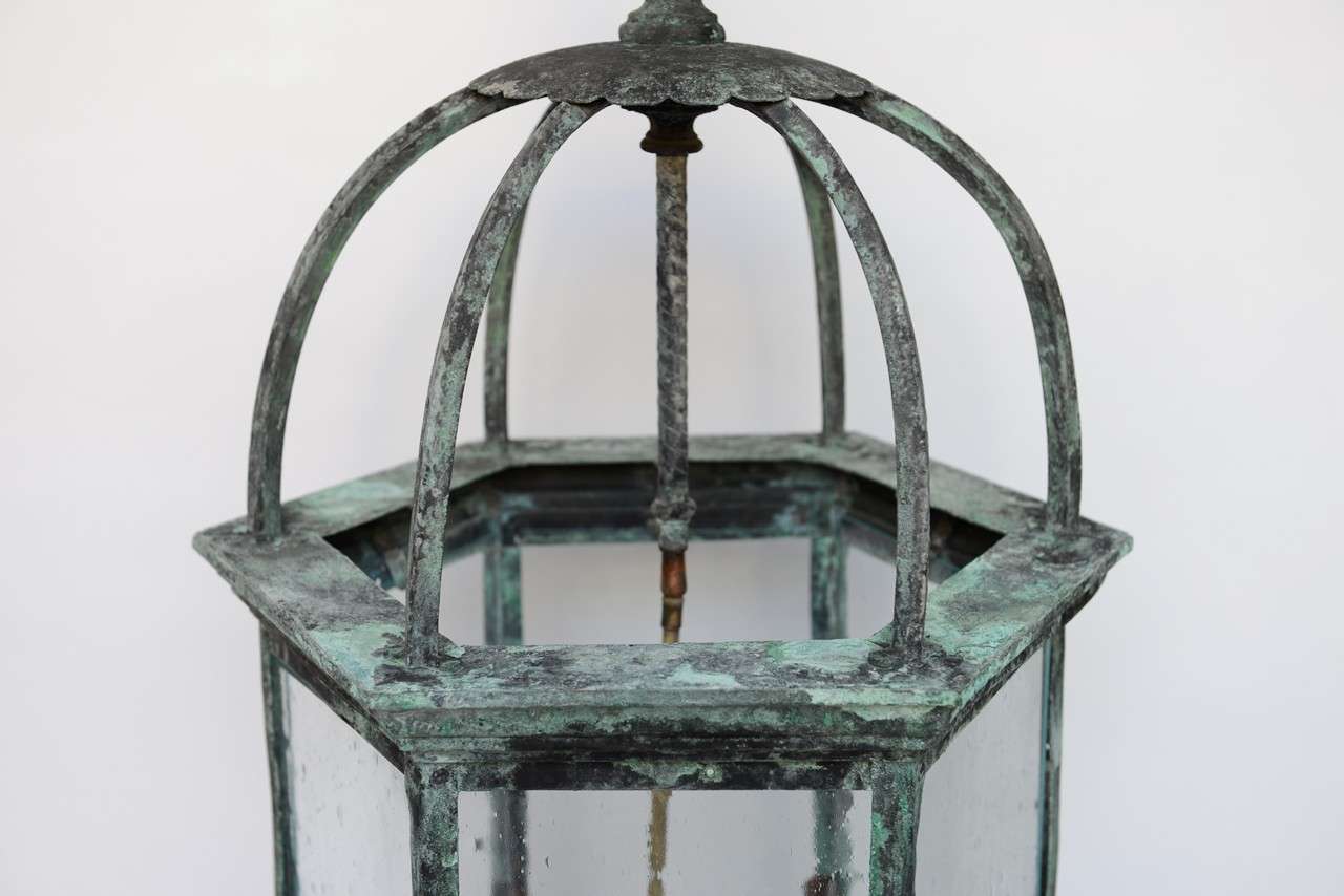 American Large Antique Copper Lantern