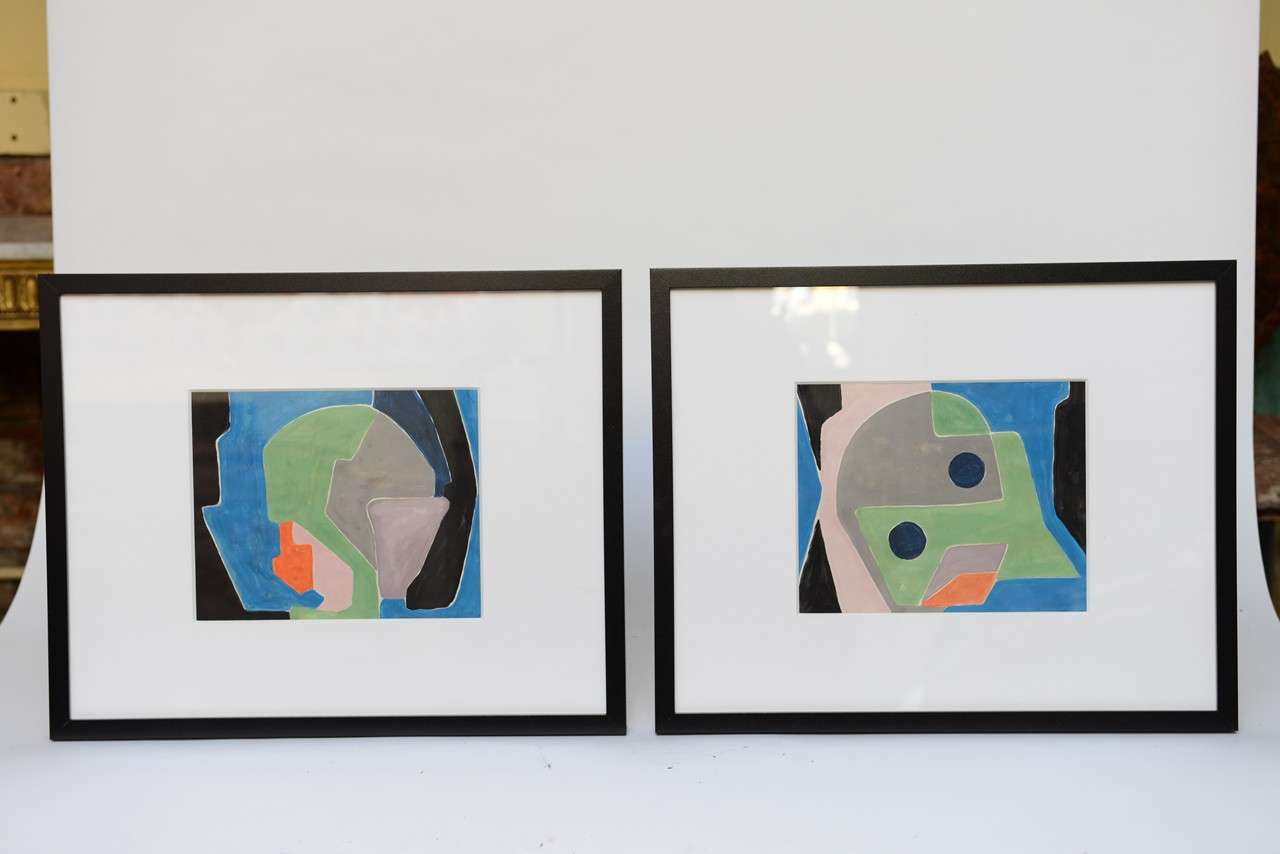 Acrylique Paire de peintures abstraites de Joseph Malekan  en vente