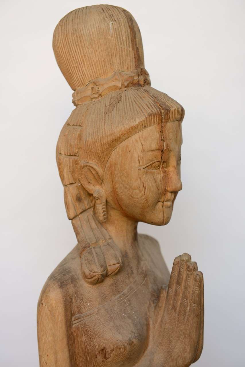 large Hand carved wood quan yin 1