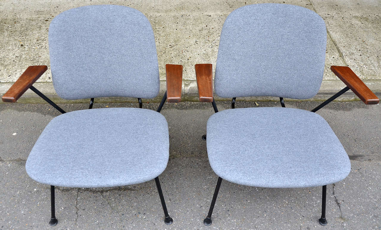 Two 1950s Dutch Armchairs by W. H. Gispen Edition Kembo For Sale 3