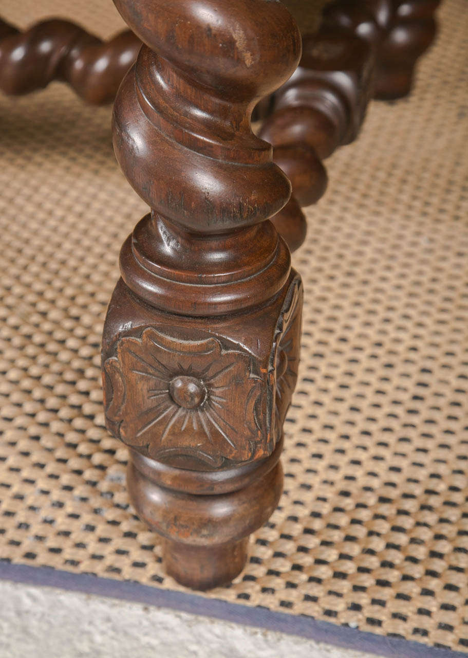 19th Century Antique Mahogany Turned Leg and Intricate Carved Partners Desk