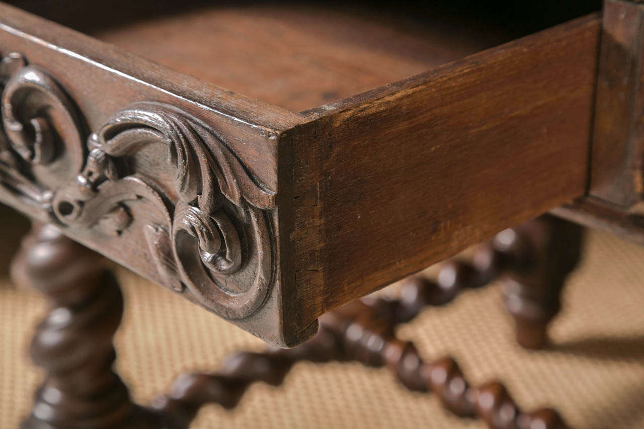 Antique Mahogany Turned Leg and Intricate Carved Partners Desk 3