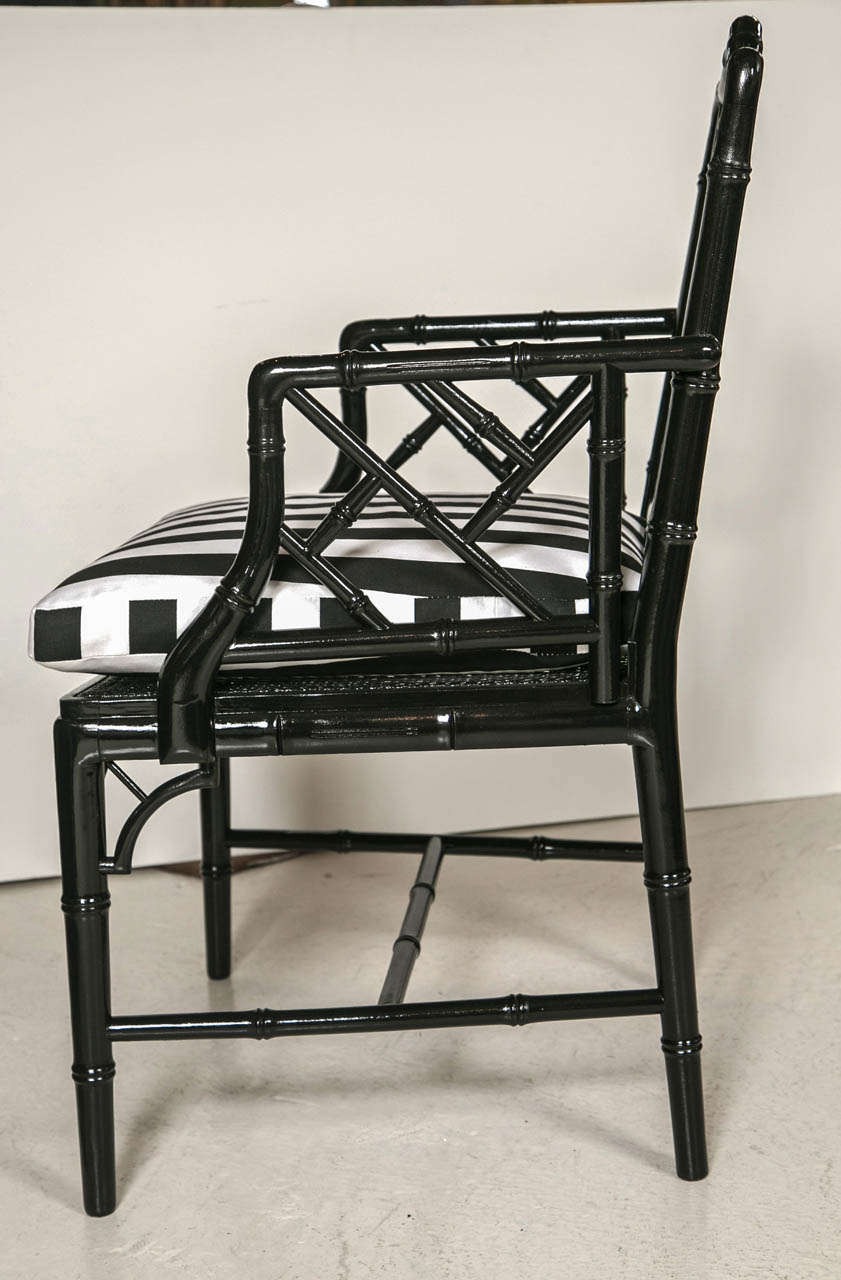 Set of Eight Black Faux Bamboo Dining Chairs 1