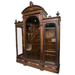 19th C American Monumental Ebonized Display Cabinet