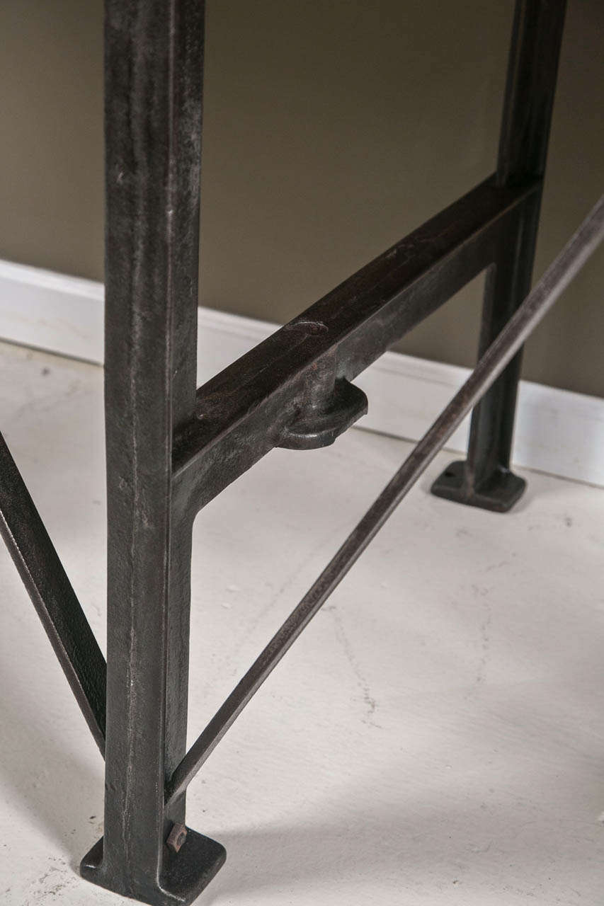 Vintage Industrial Cast Iron Base Table with Zinc Top 3