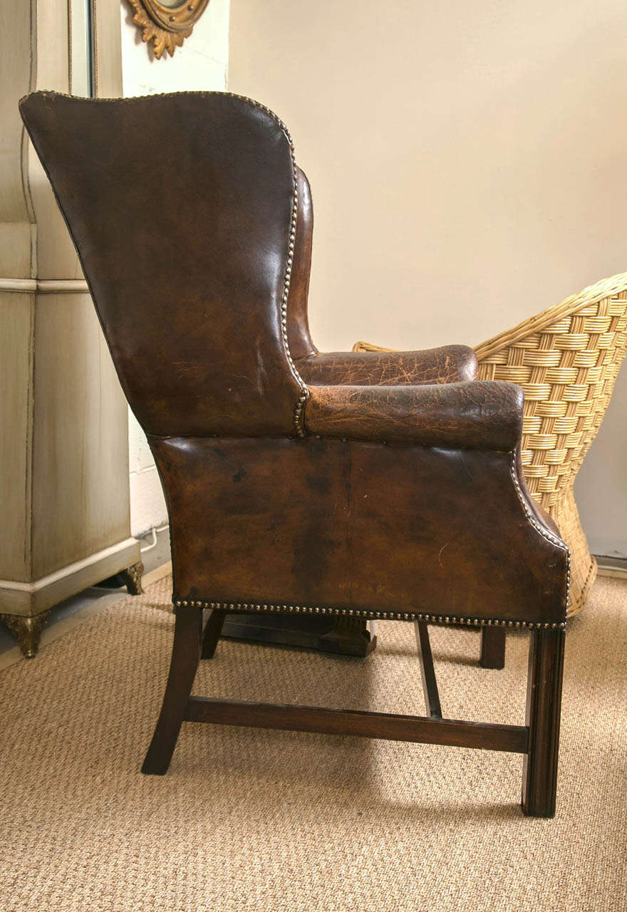 20th Century Vintage Leather Wing Chair