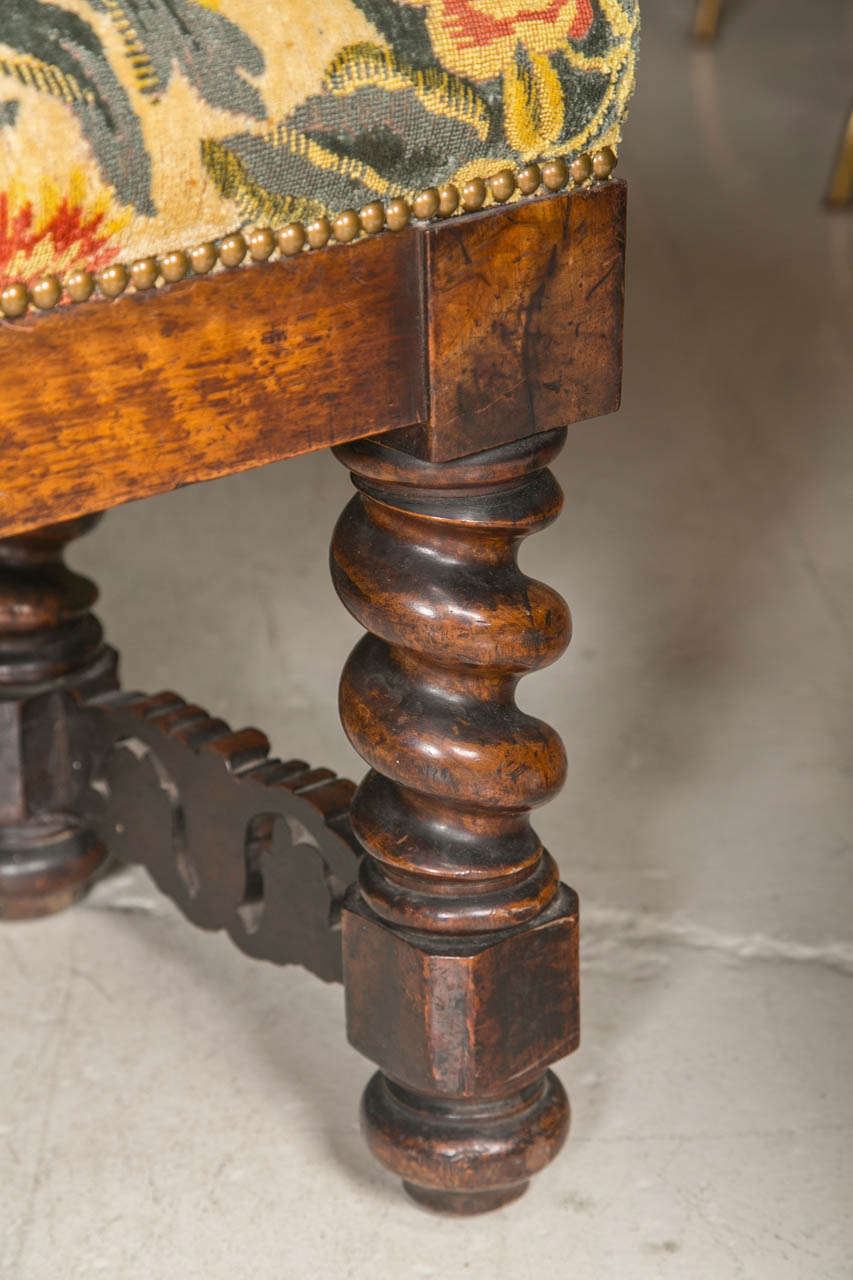 19th c French Barley Twist Leg Bench In Excellent Condition In Stamford, CT
