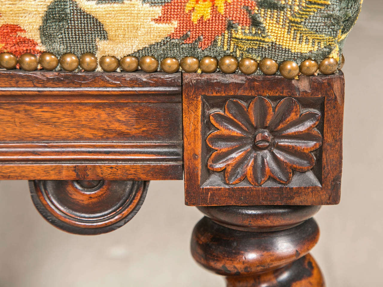 19th c French Barley Twist Leg Bench 1