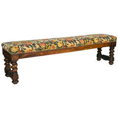 19th c French Barley Twist Leg Bench