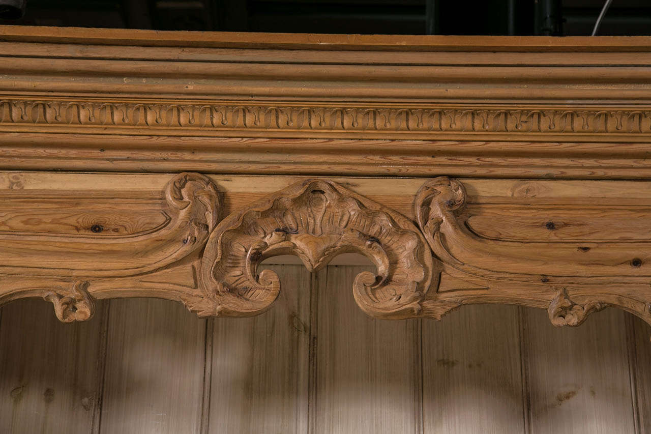 19th Century Carved Pine Open Cabinet over Two Paneled Cupboard