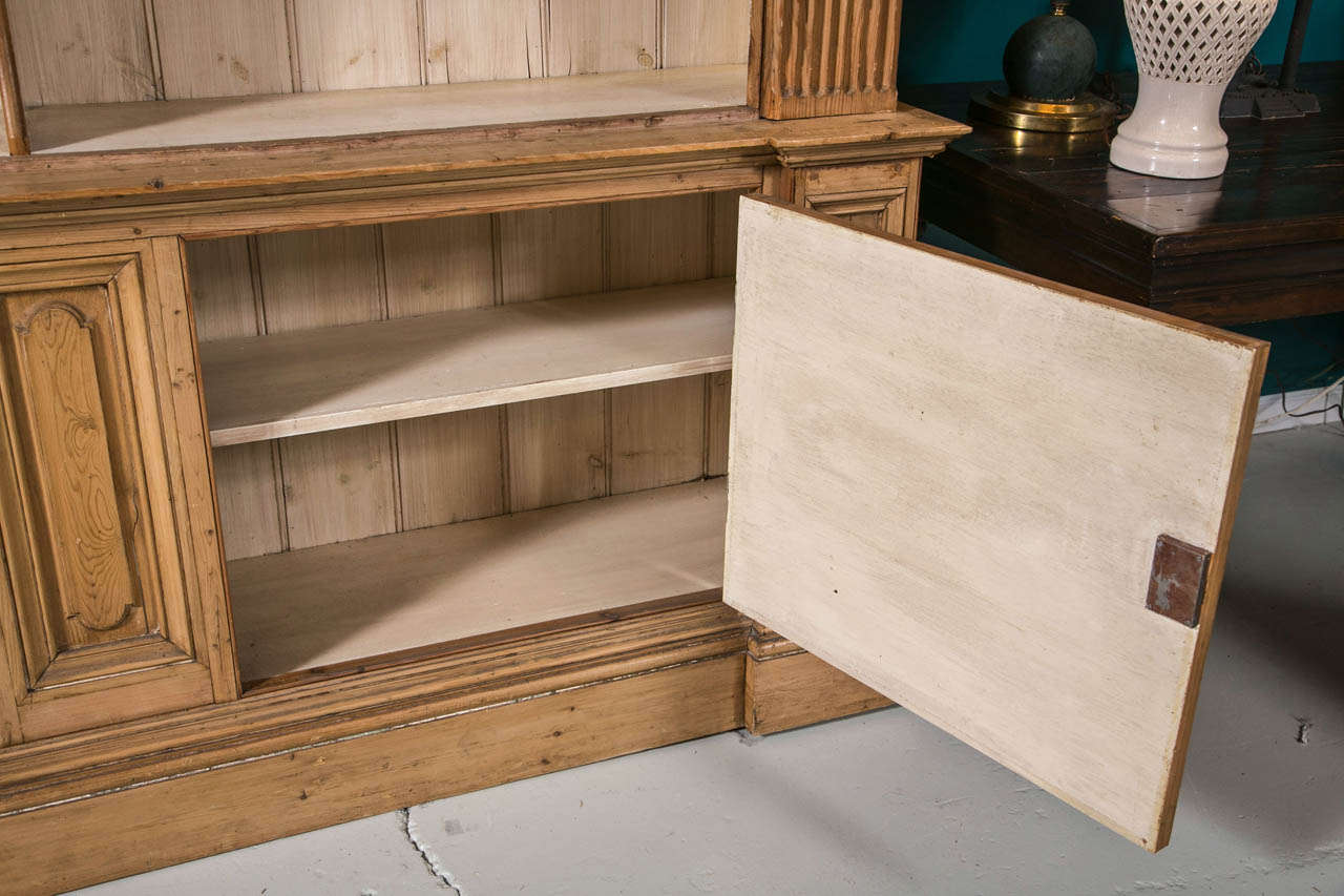 Carved Pine Open Cabinet over Two Paneled Cupboard 3