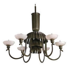 Lustre Art Deco à six lumières