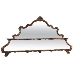 Early 19th C Italian Walnut Framed Mirror with Plate Stand Niches