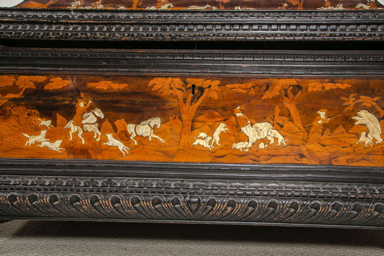 Early 19th C Italian Cassone with Marquetry and Bone Inlay For Sale 2