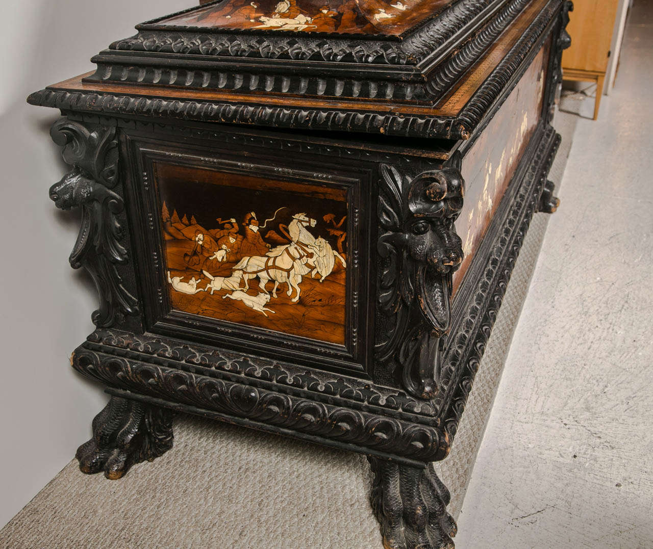 Early 19th C Italian Cassone with Marquetry and Bone Inlay For Sale 4