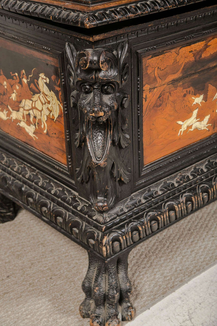 Early 19th C Italian Cassone with Marquetry and Bone Inlay For Sale 6