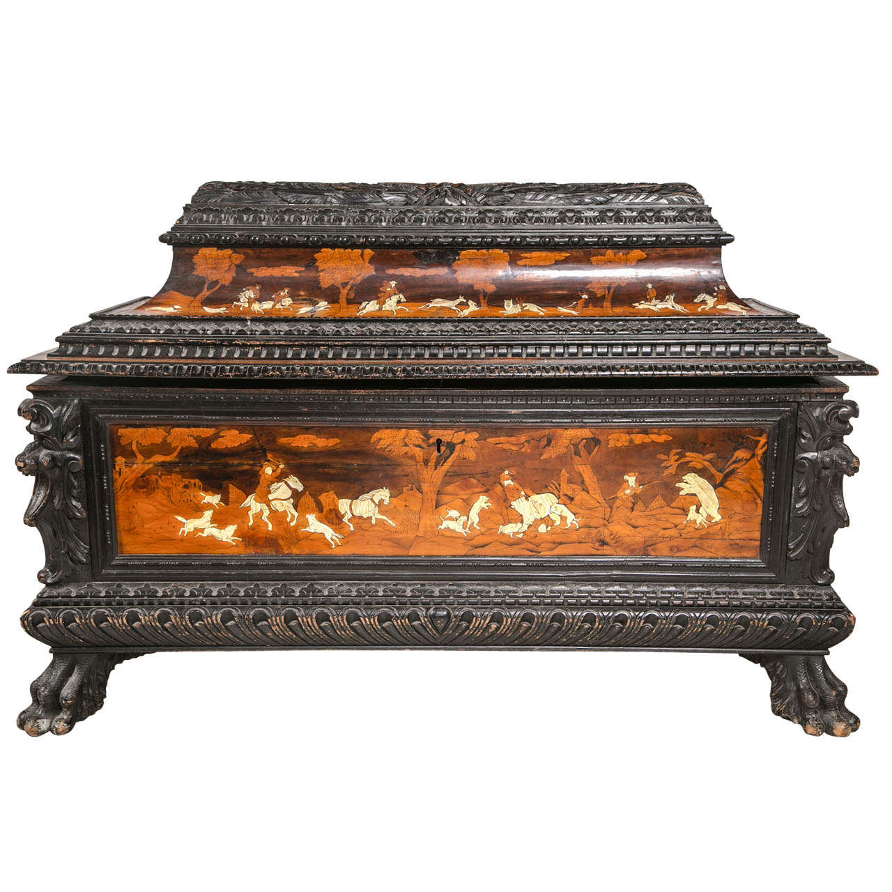 Early 19th C Italian Cassone with Marquetry and Bone Inlay For Sale