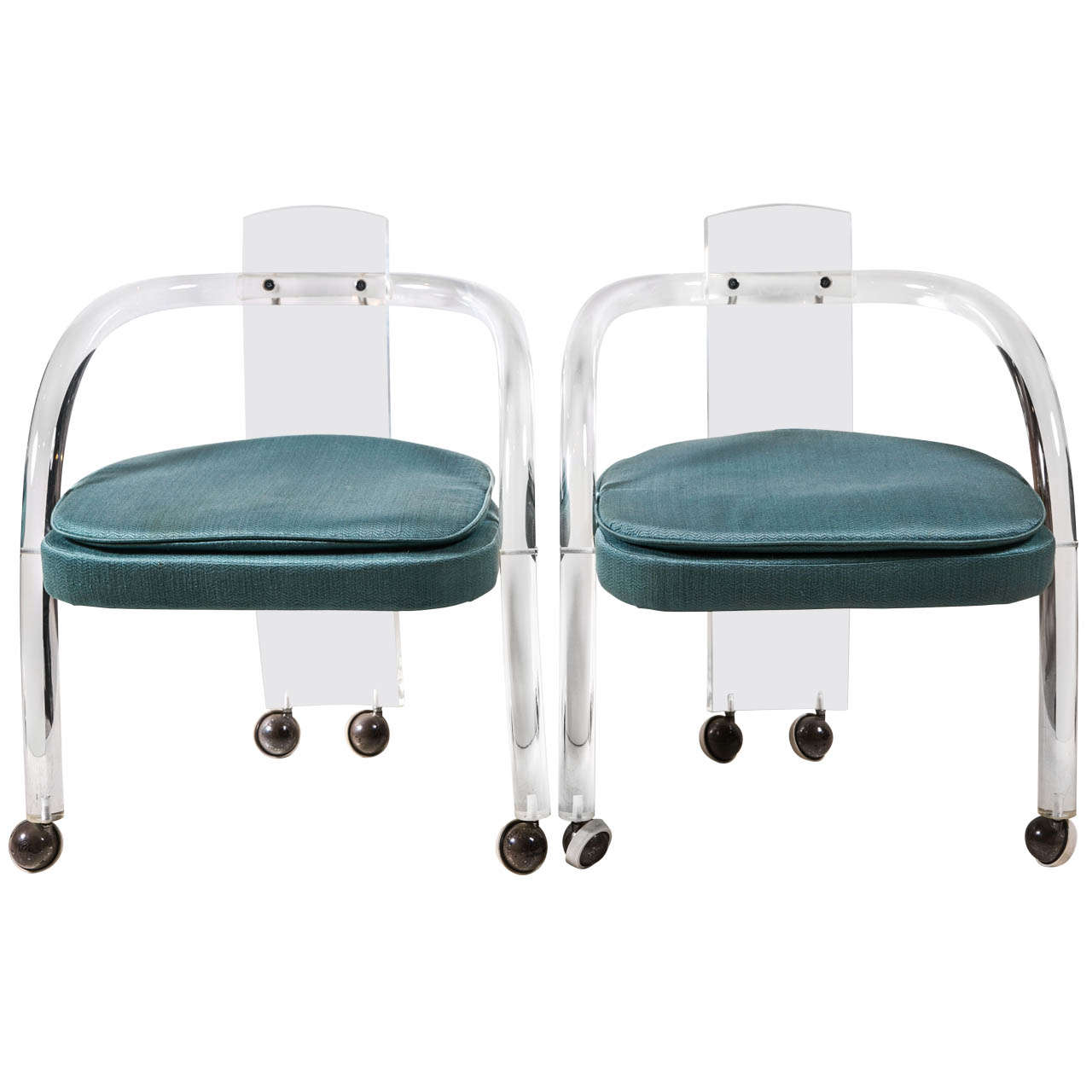 Lucite Mid-Century Set of Four Horseshoe Chairs For Sale