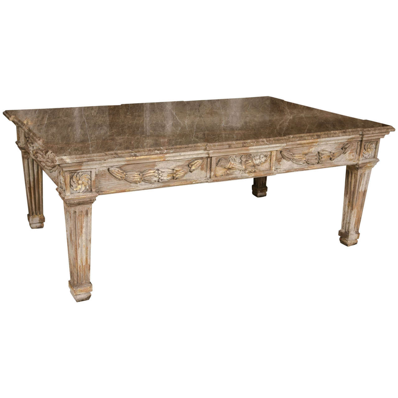 Carved Wood Neoclassical Style Coffee Table