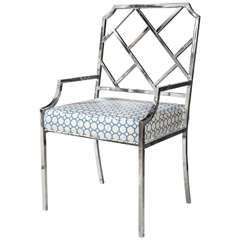chaise Chippendale chromée des années 1970 par Milo Baughman