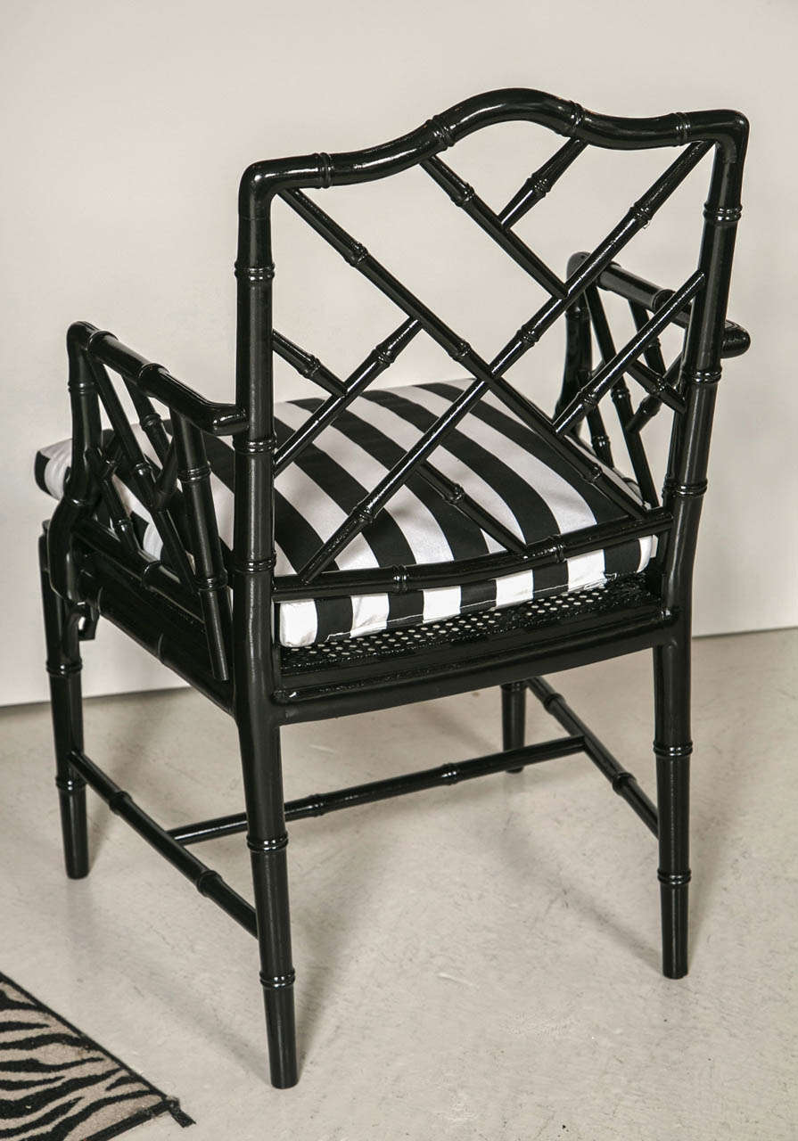 Set of Eight Black Faux Bamboo Dining Chairs at 1stDibs