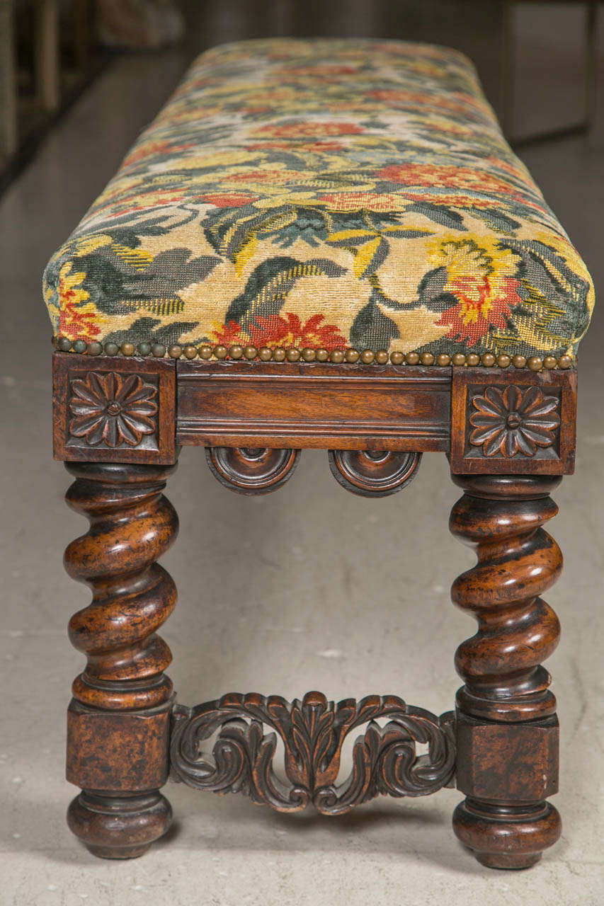19th c French Barley Twist Leg Bench at 1stDibs