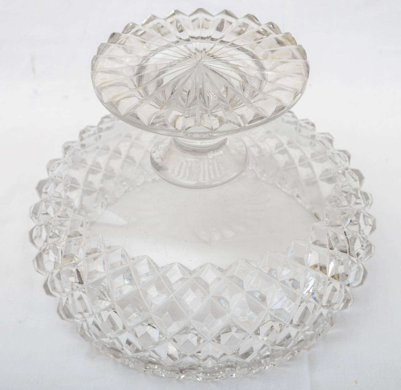 British English Victorian Cut Glass Pedestal Fruit Bowl