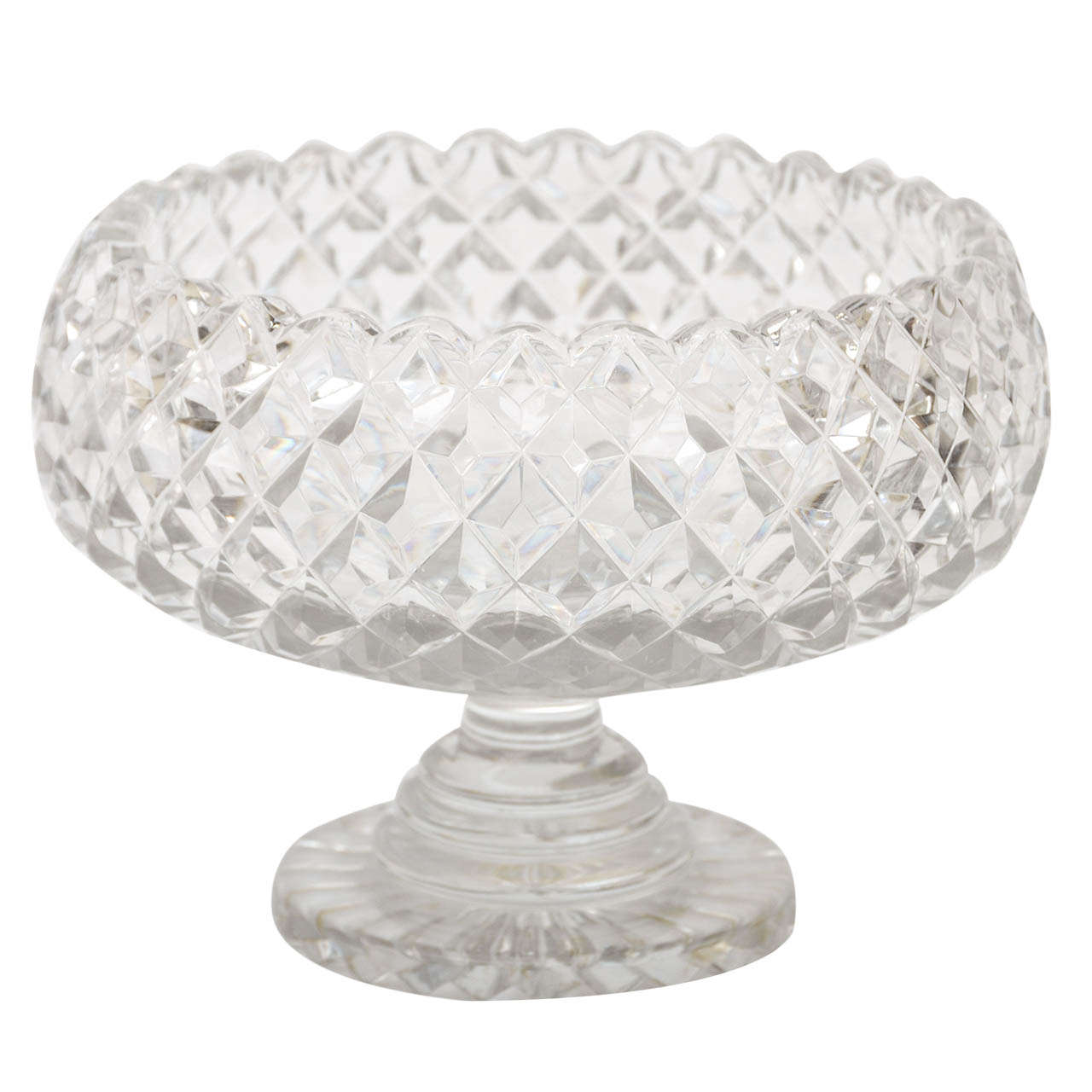 English Victorian Cut Glass Pedestal Fruit Bowl