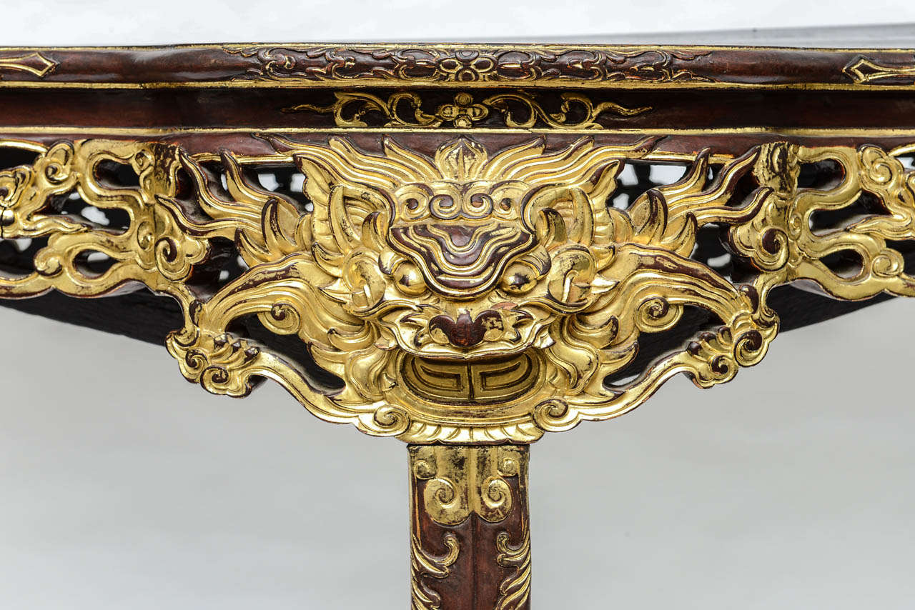Wood Three-Legged Hand-Carved Chinese Console