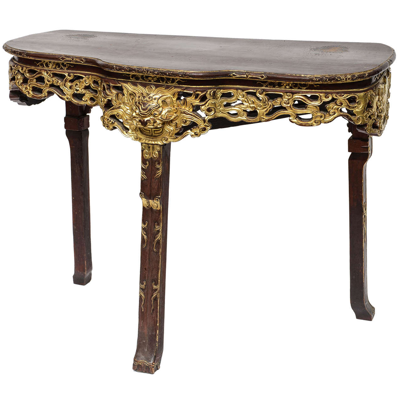 Three-Legged Hand-Carved Chinese Console