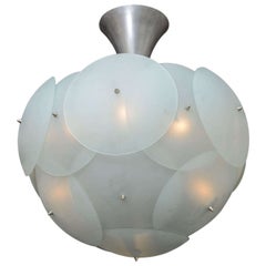 Enormous Italian Globular Murano Glass Chandelier Attributed to Vistosi