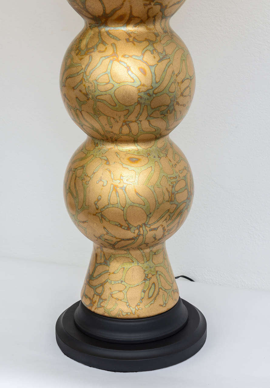 Monumental Pair of Variegated Gold Leaf Glass Lamps In Excellent Condition In Miami, FL