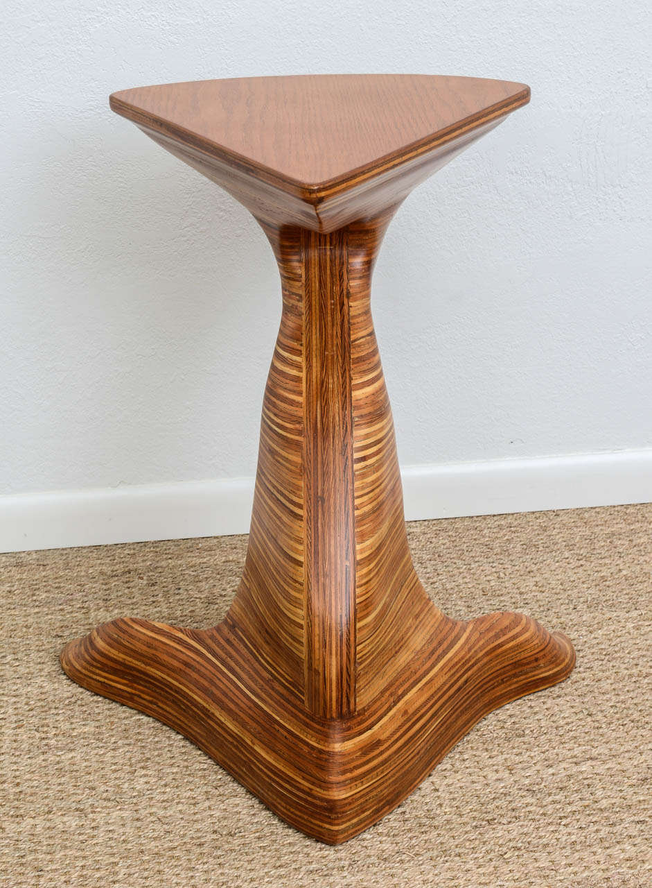 20th Century Sculptural Layered Wood Pedestal Boomerang Table