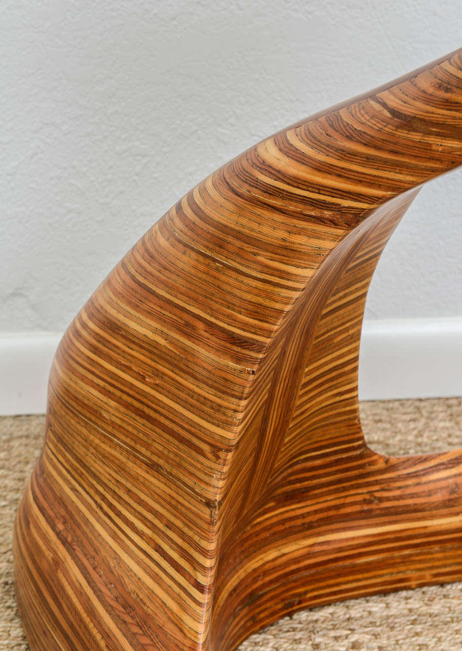 Sculptural Layered Wood Pedestal Boomerang Table 2