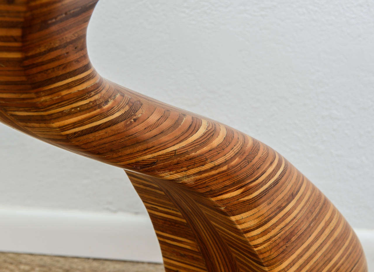 Sculptural Layered Wood Pedestal Boomerang Table 4