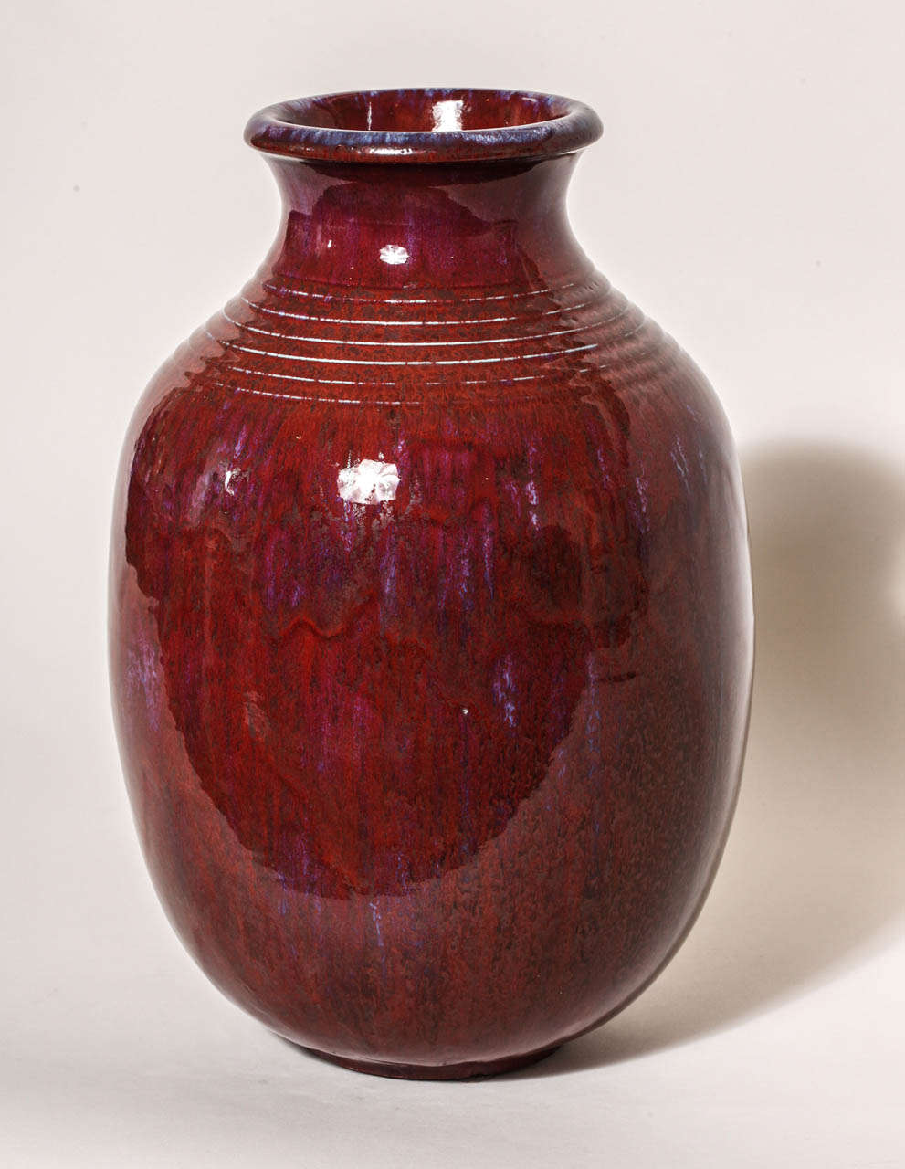 Frederic Kiefer French Art Deco Red Stoneware Vase In Good Condition In New York, NY