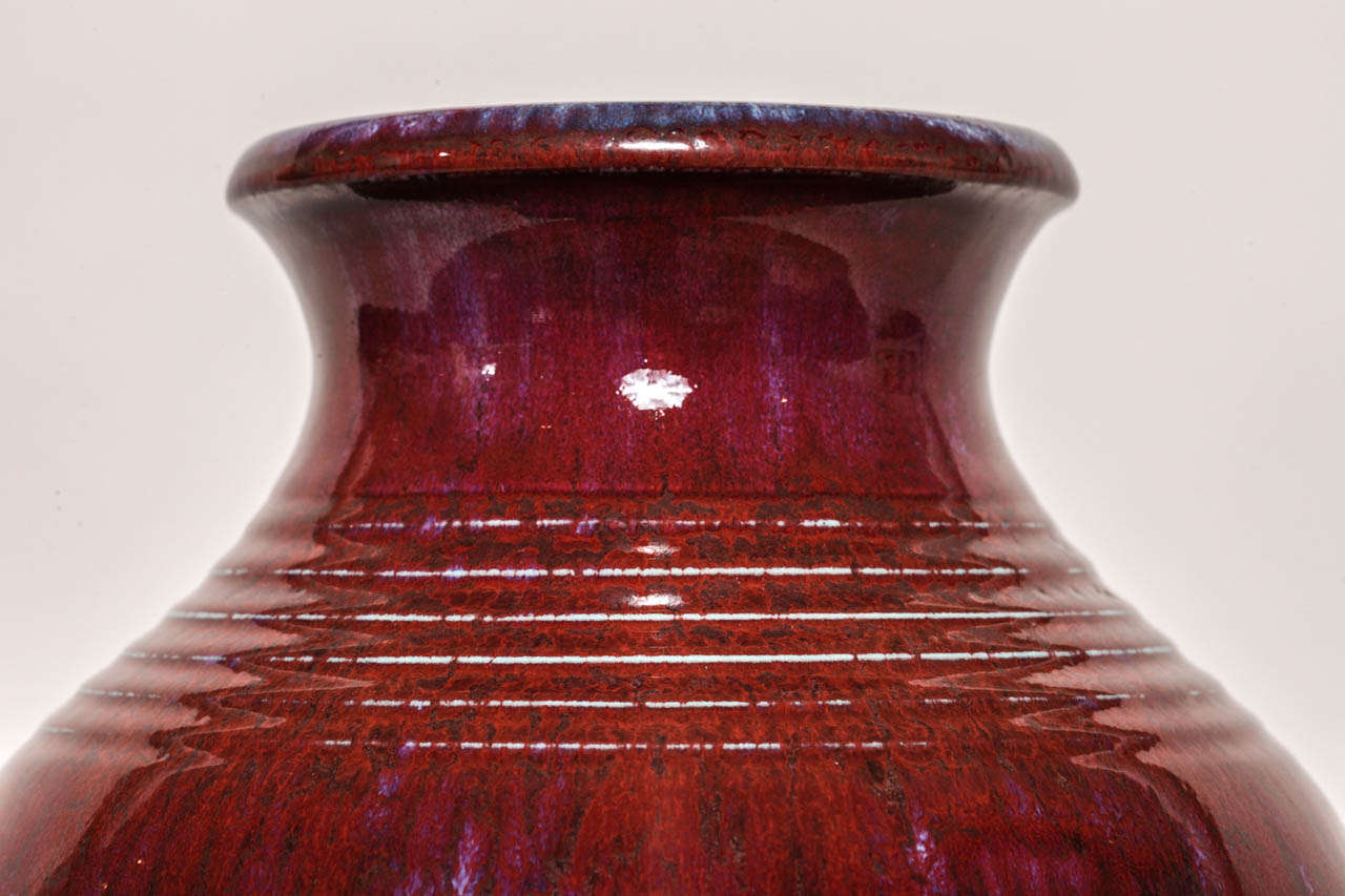 Mid-20th Century Frederic Kiefer French Art Deco Red Stoneware Vase