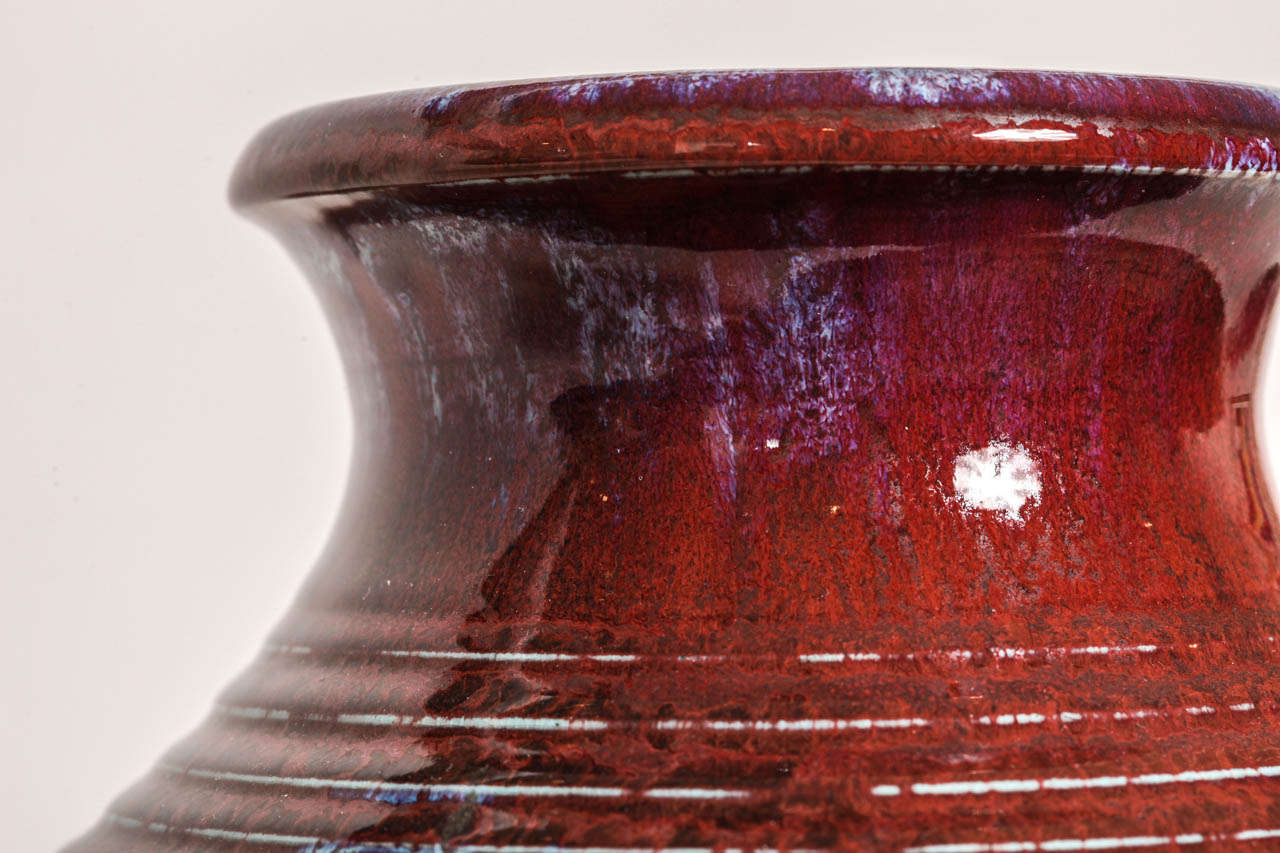 Frederic Kiefer French Art Deco Red Stoneware Vase 3