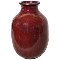 Frederic Kiefer French Art Deco Red Stoneware Vase